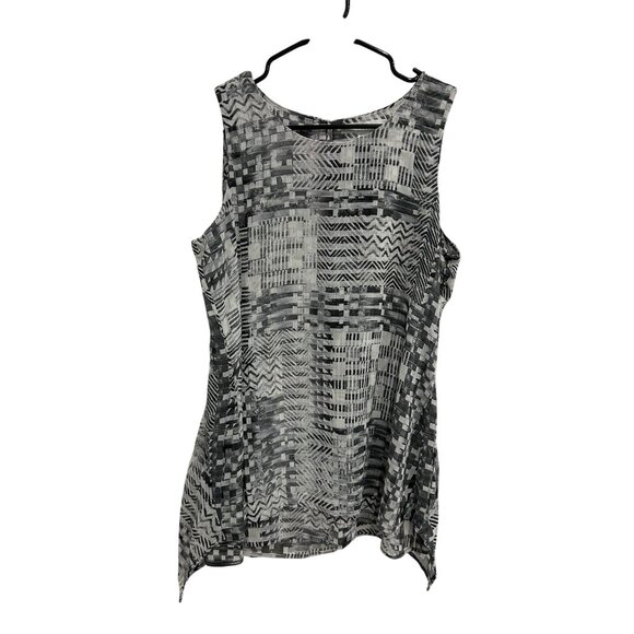 Fever Black White Geometric Print Sleeveless Tunic Top Sz Medium - Picture 1 of 10